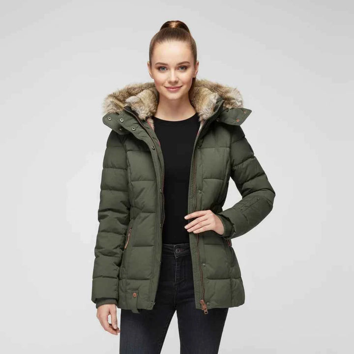 Women's Hooded Quilted Puffer Jacket Green