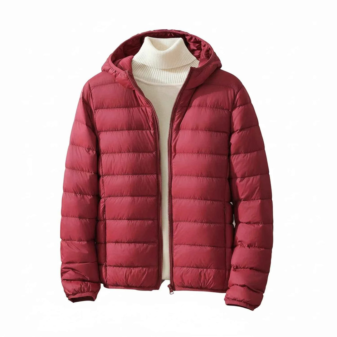 Women's Hooded Quilted Puffer Jacket Red