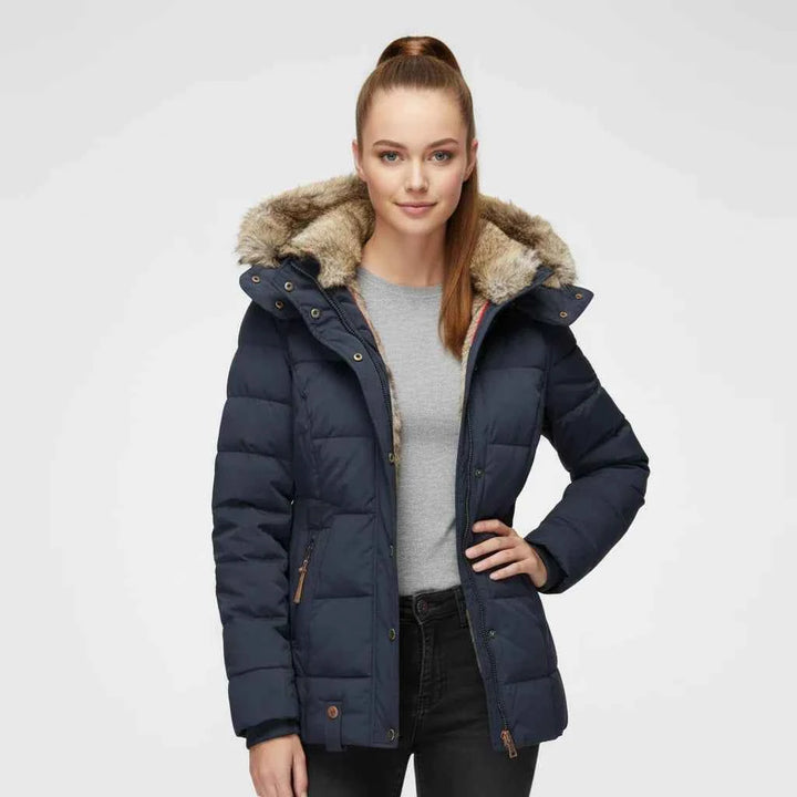 Women's Hooded Quilted Puffer Jacket Blue