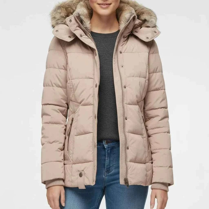 Women's Hooded Quilted Puffer Jacket Pink