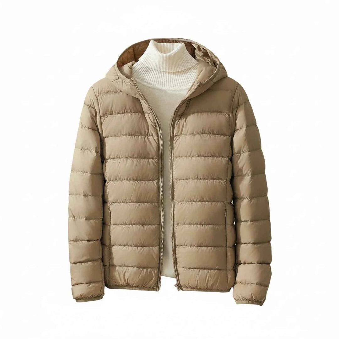 Women's Hooded Quilted Puffer Jacket Khaki