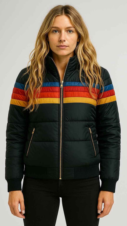 Women's Polyester Hooded Puffer Side Pockets Jacket Winter