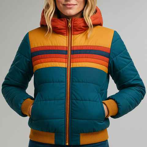 Women's Hooded Winter Puffer Jacket - Warm & Stylish Blue