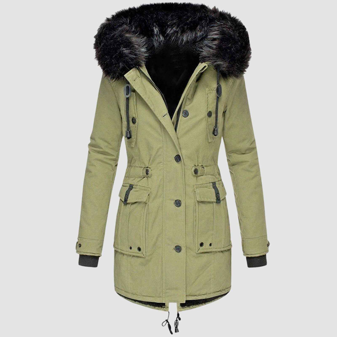 Women's Insulated Winter Parka - Warm Fleece-Lined Coat for Cold Weather Green