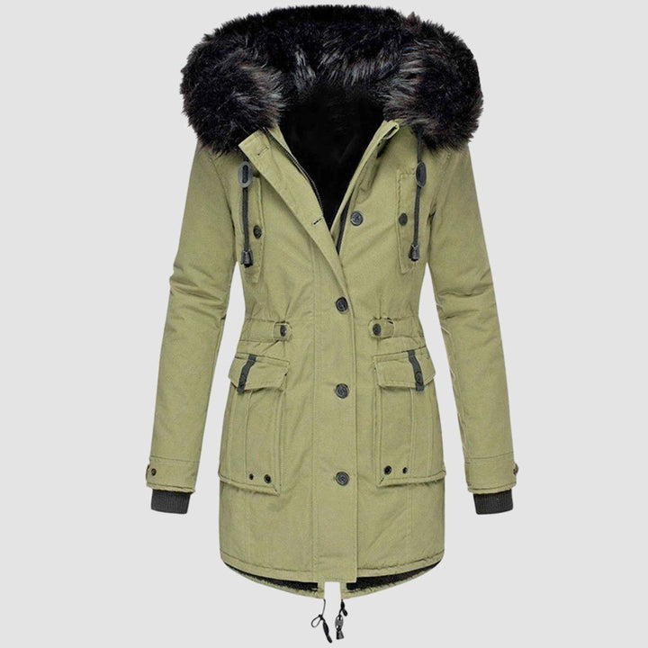 Women's Insulated Winter Parka - Warm Fleece-Lined Coat for Cold Weather Green