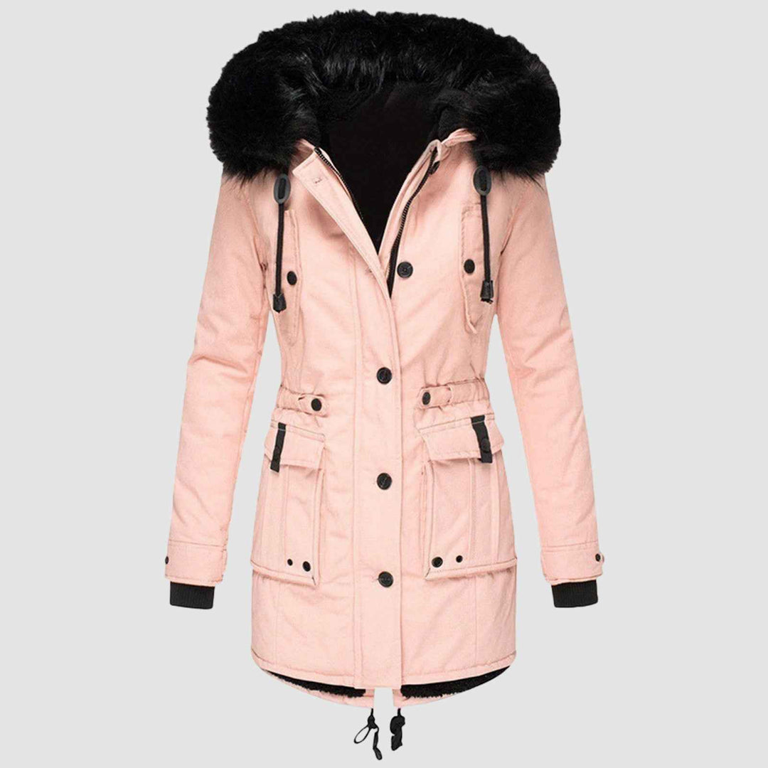 Women's Insulated Winter Parka - Warm Fleece-Lined Coat for Cold Weather Pink