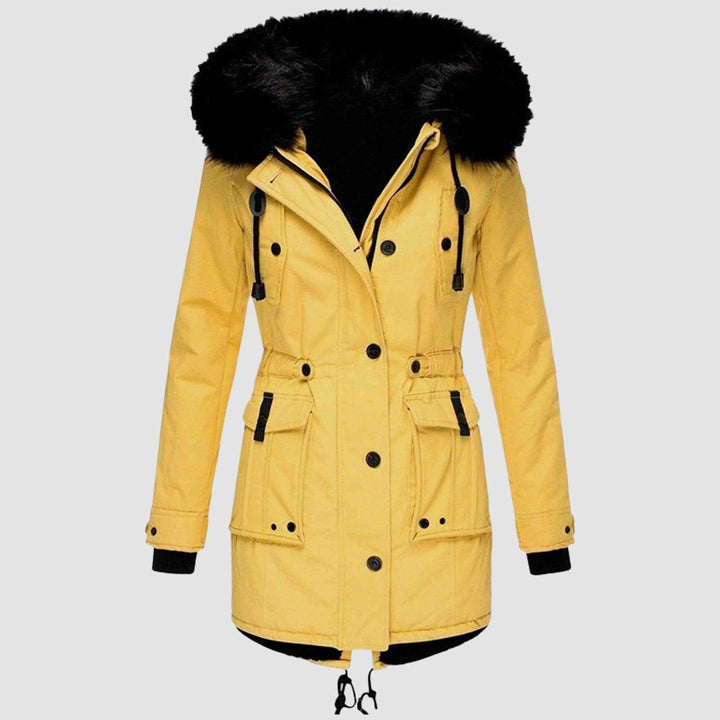 Women's Insulated Winter Parka - Warm Fleece-Lined Coat for Cold Weather Yellow