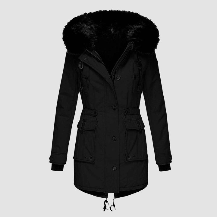 Women's Insulated Winter Parka - Warm Fleece-Lined Coat for Cold Weather Black