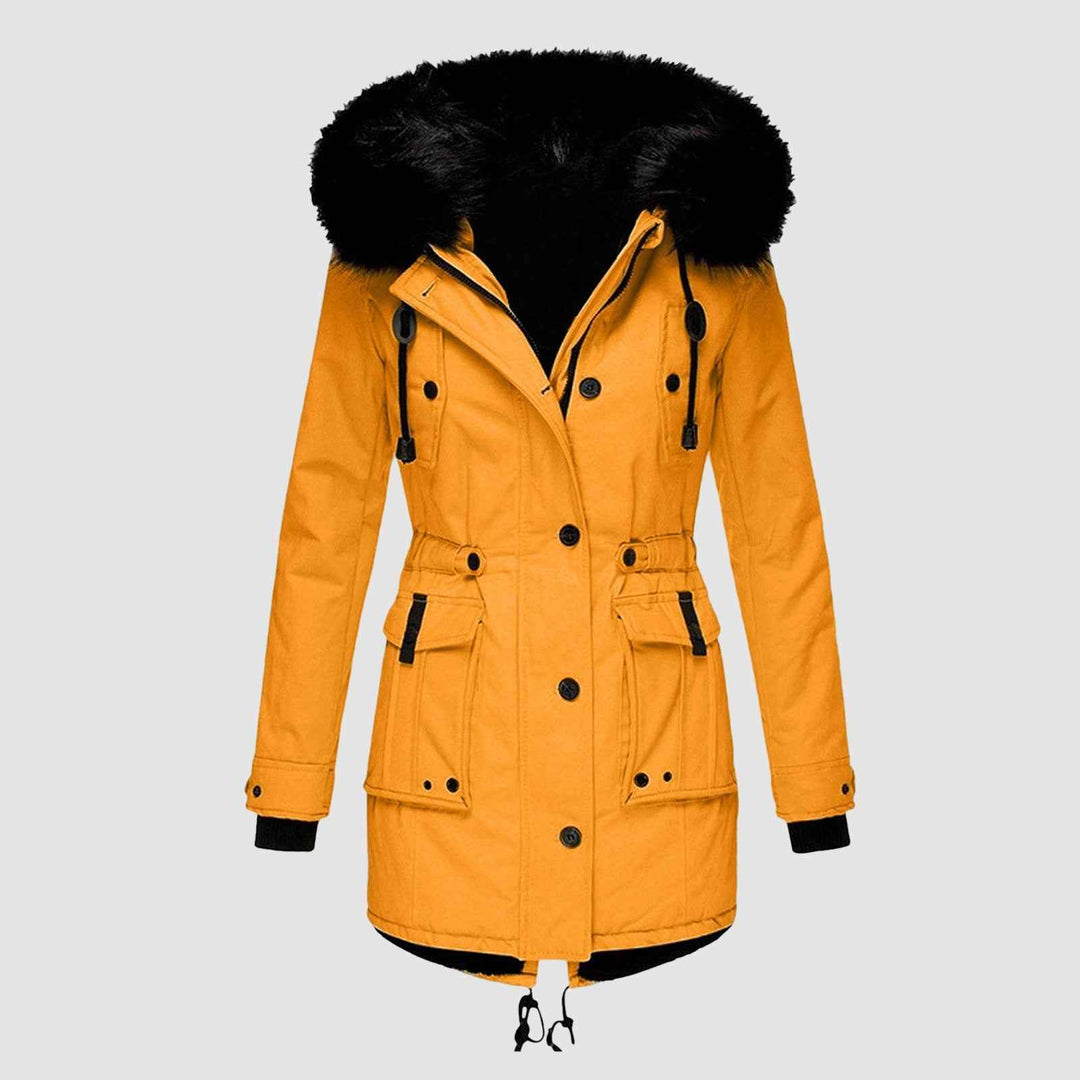 Women's Insulated Winter Parka - Warm Fleece-Lined Coat for Cold Weather Orange