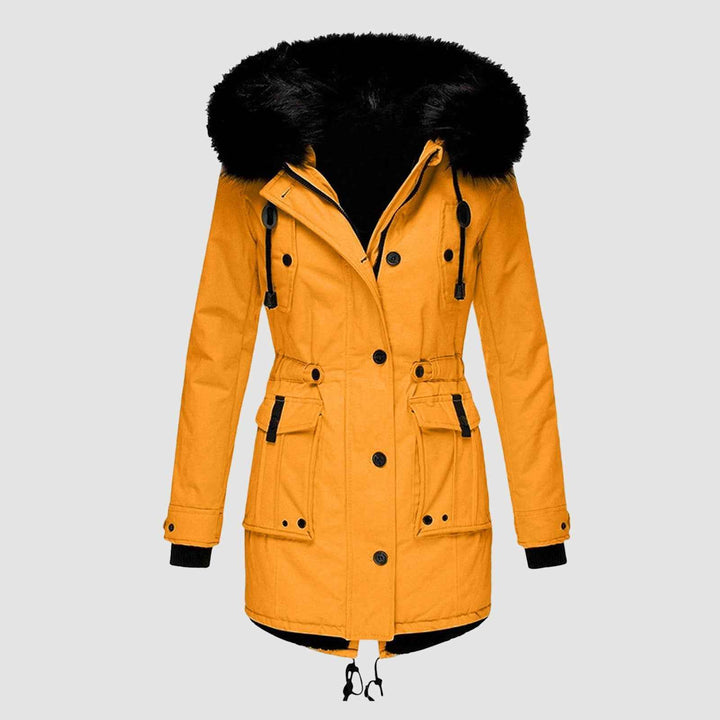 Women's Insulated Winter Parka - Warm Fleece-Lined Coat for Cold Weather Orange