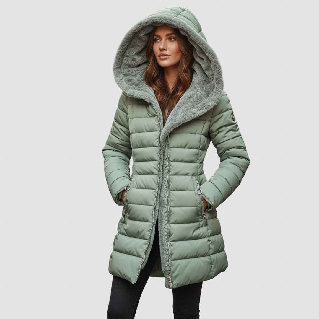 Women's Insulated Winter Puffer Coat | Fleece-Lined Warmth Light Green