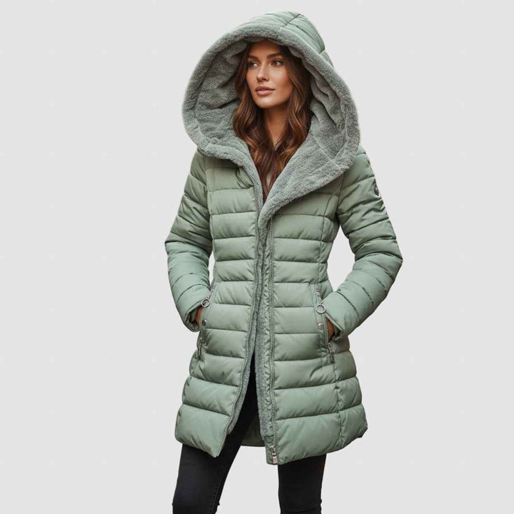 Women's Insulated Winter Puffer Coat | Fleece-Lined Warmth Light Green