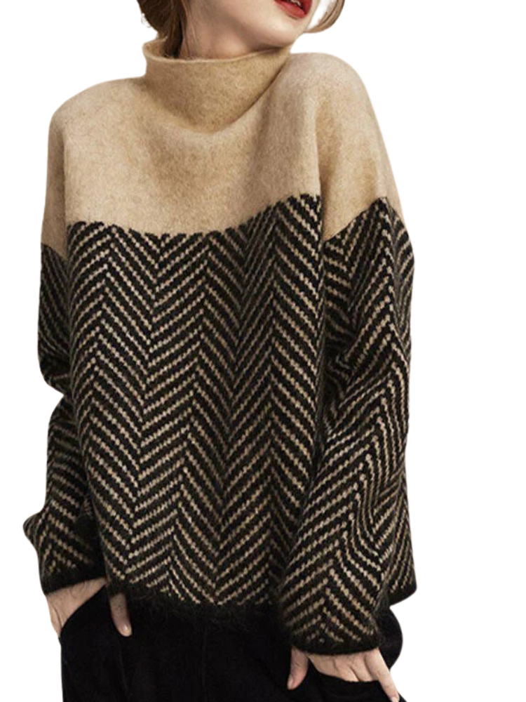 Women's Khaki Turtleneck Sweater for Winter Warmth Khaki