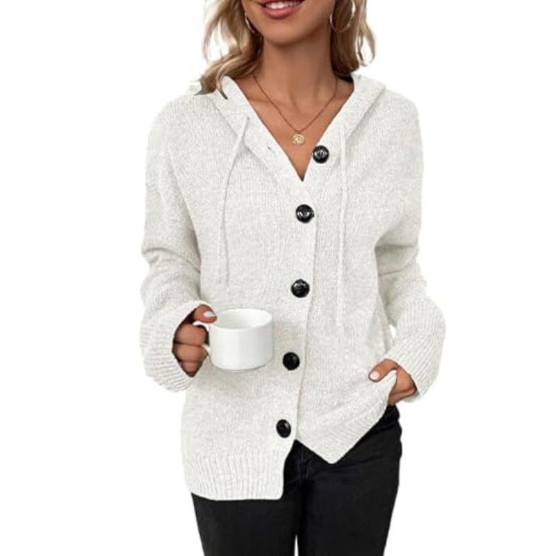 Women's Polyester Cardigan Relaxed Fit Pockets Grey Winter