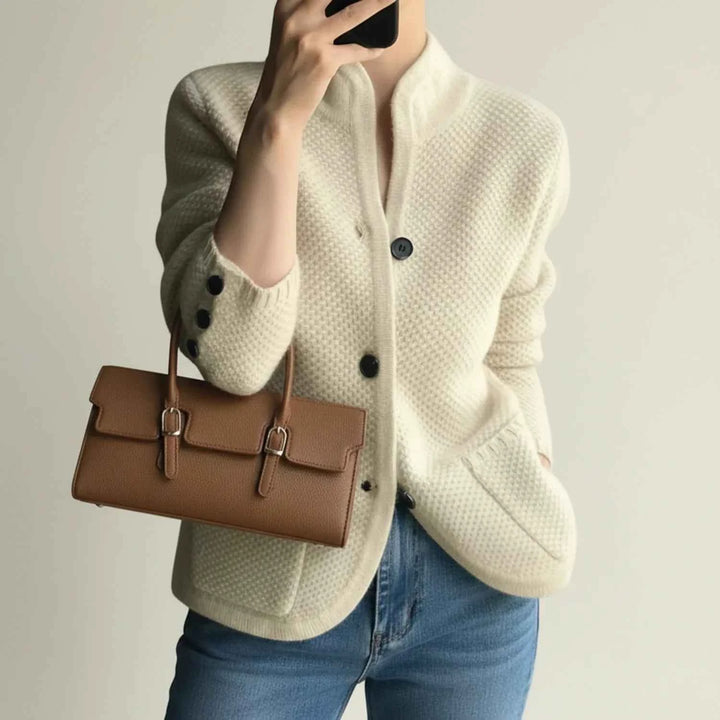 Women's Knit Winter Sweater Jacket White