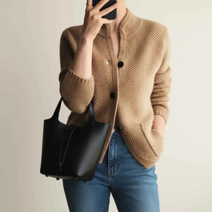 Women's Knit Winter Sweater Jacket Brown