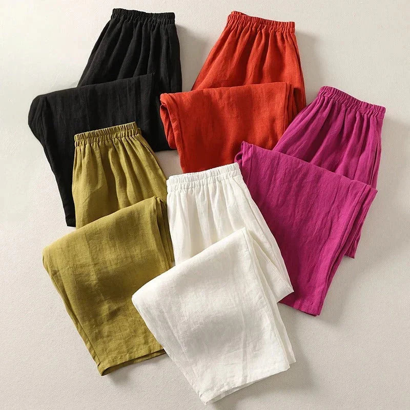 Women's Lightweight Linen Pants Set - 5 Pack Trousers