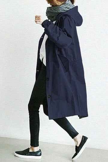 Women's Lightweight Water-Repellent Trenchcoat – Tailored Fit & Comfortable Navy