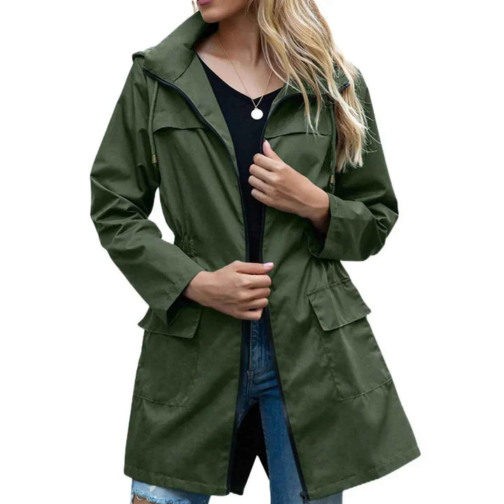 Women's Lightweight Waterproof Rain Jacket Army Green