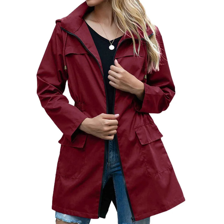 Women's Lightweight Waterproof Rain Jacket Wine Red