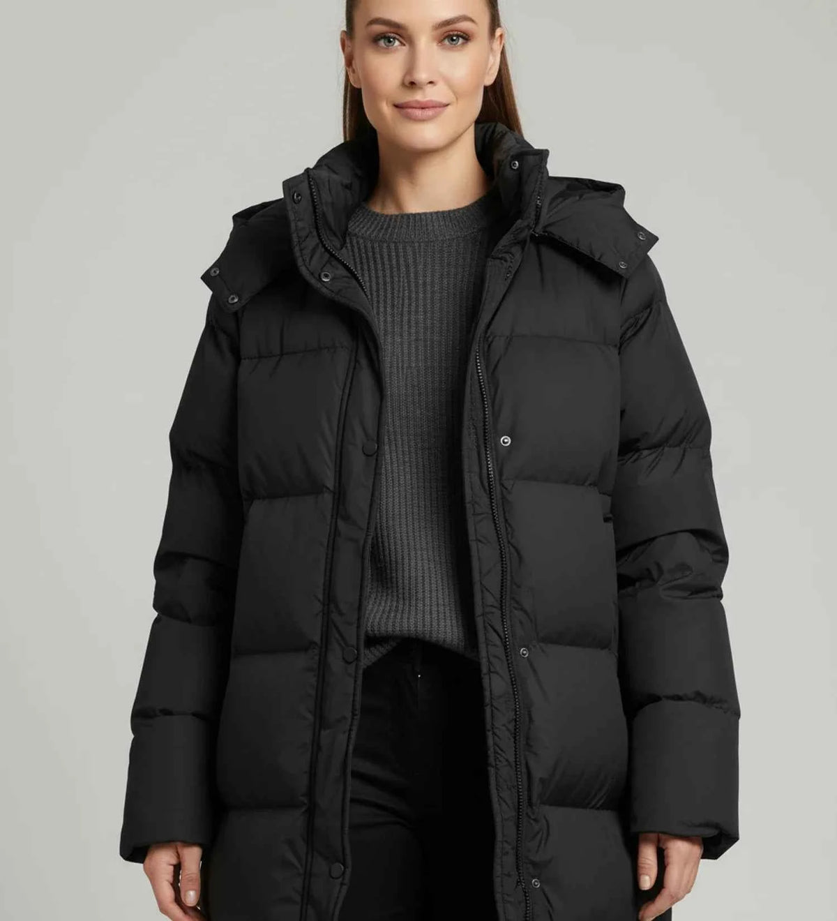 Women's Long Hooded Quilted Puffer Full Length Winter Jacket