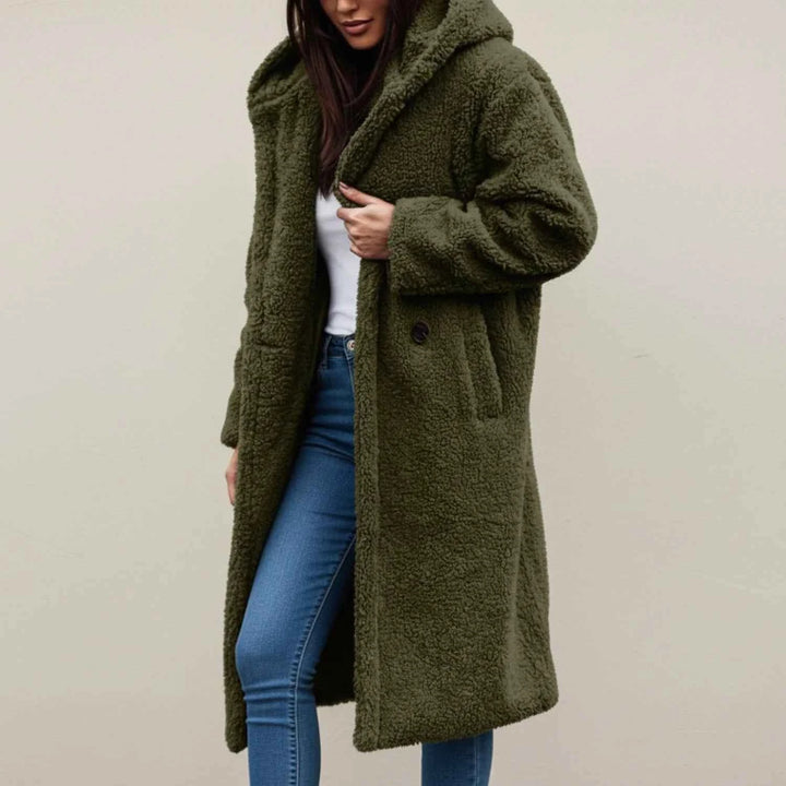 Women's Long Hooded Teddy Winter Coat Green