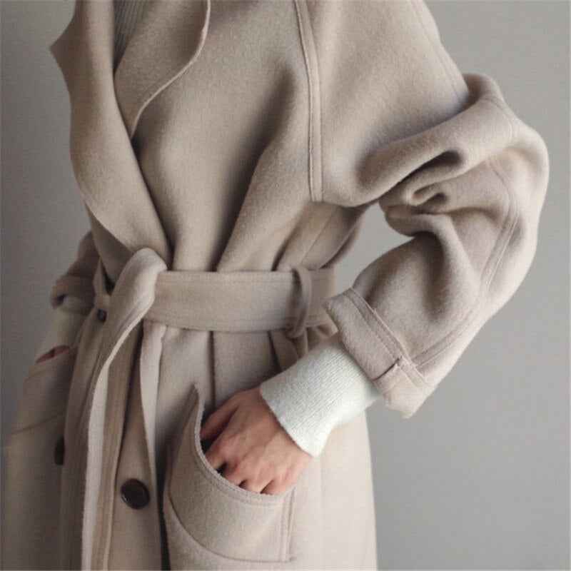 Women's Long Wool Winter Coat - Warm & Stylish Outerwear