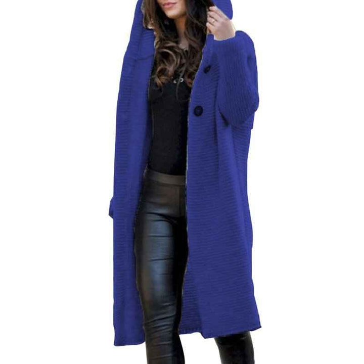 Women's Longline Button Front Cardigan - Stylish & Cozy Dark Blue