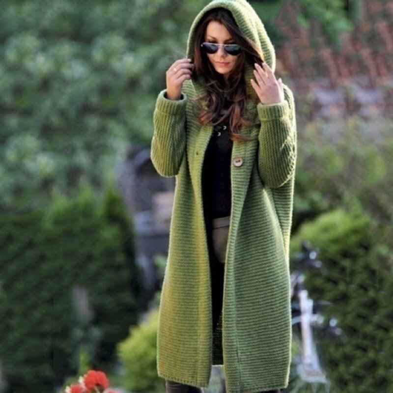 Women's Longline Button Front Cardigan - Stylish & Cozy Green