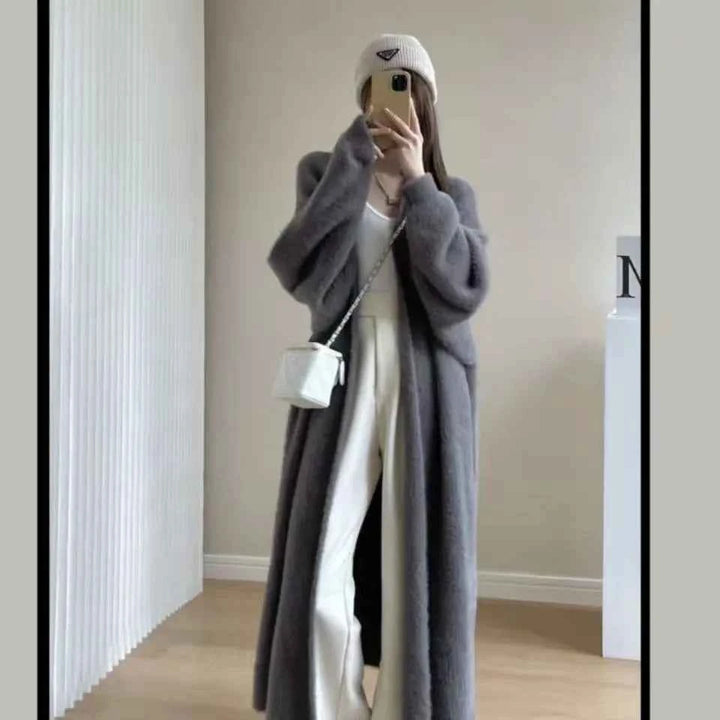 Women's Longline Cashmere Coat Gray