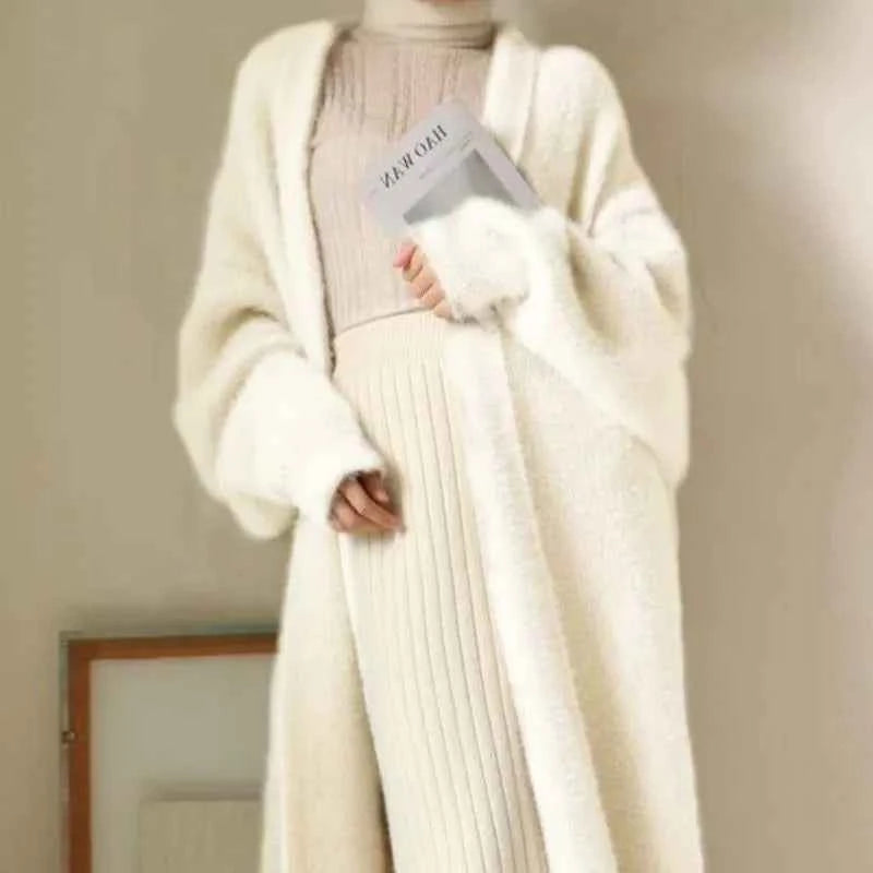 Women's Longline Cashmere Coat White
