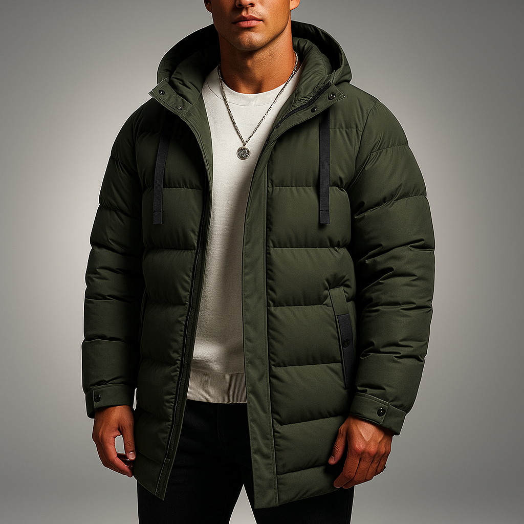 Women's Longline Down Coat - Caprera Style Green