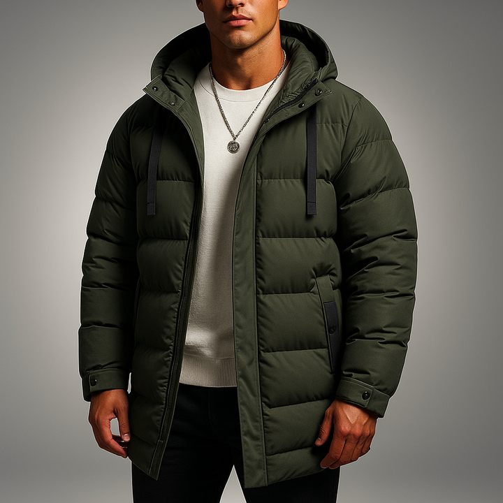 Women's Longline Down Coat - Caprera Style Green