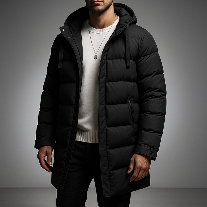 Women's Longline Down Coat - Caprera Style Black