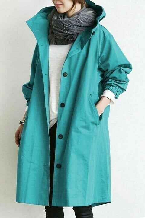 Women's Longline Rain Trench Coat - Waterproof & Stylish Arctic Blue