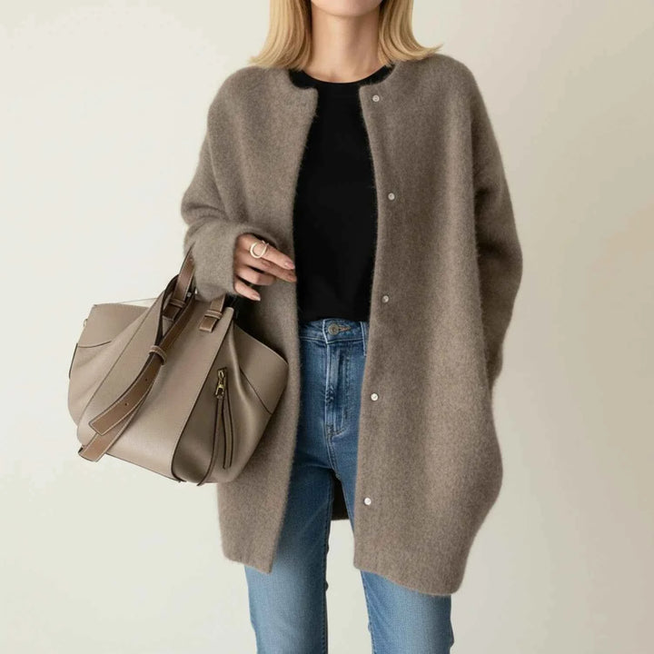 Women's Longline Warm Winter Cardigan Coffee