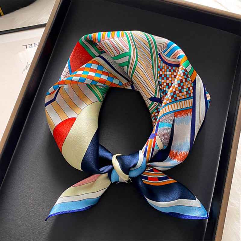 Women's Luxurious Silk Scarf Blue 20 x 20 inches