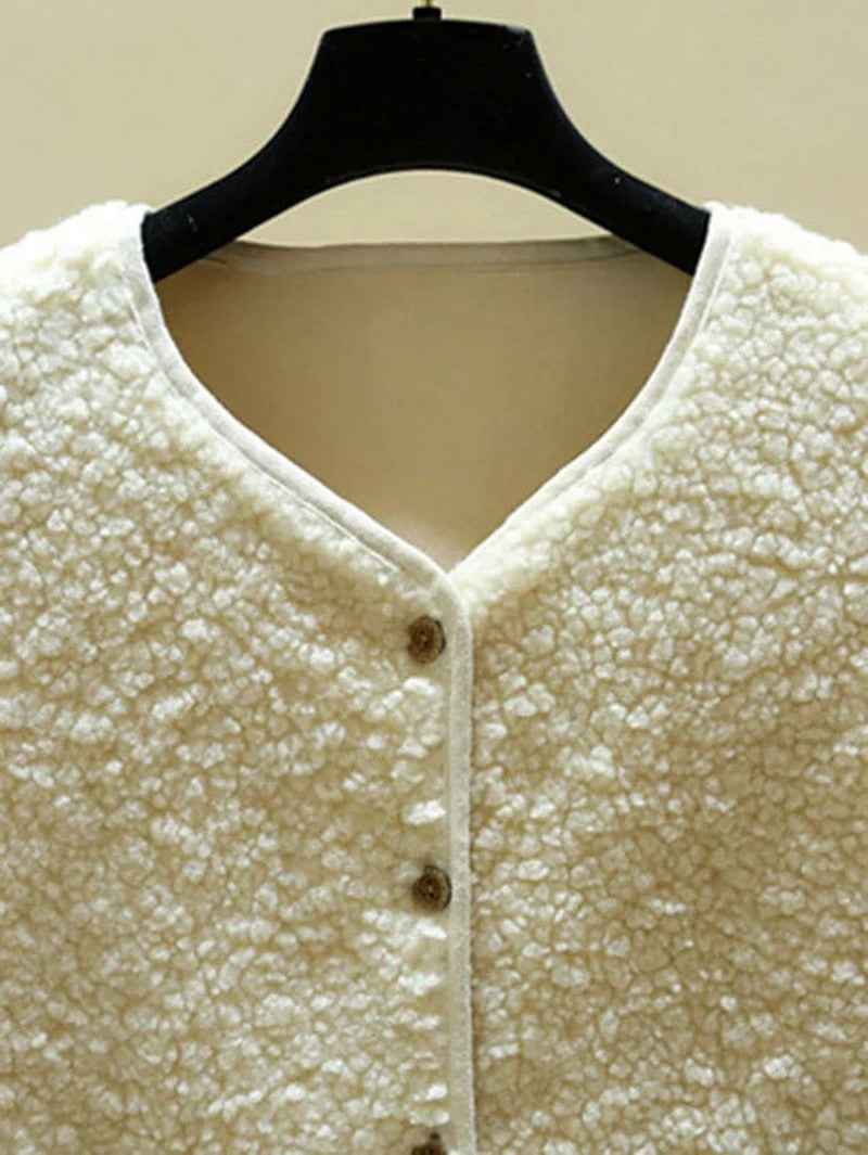 Women's Beige 100 Lambswool Sleeveless Button Layering Vest