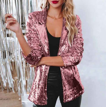Women's Luxury Sequin Blazer for Any Occasion Silver Black Pink