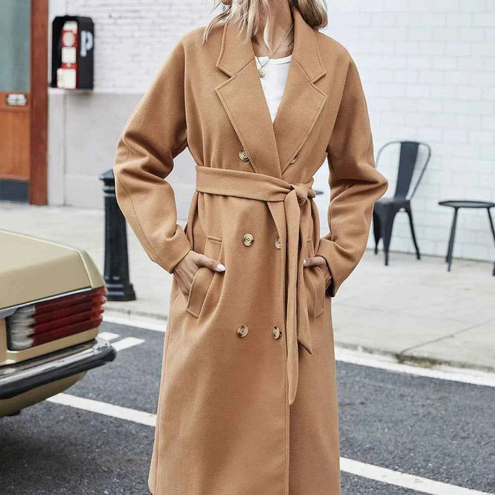 Women's Mid-Length Wool Coat – Relaxed Fit – Double-Breasted Classic Style