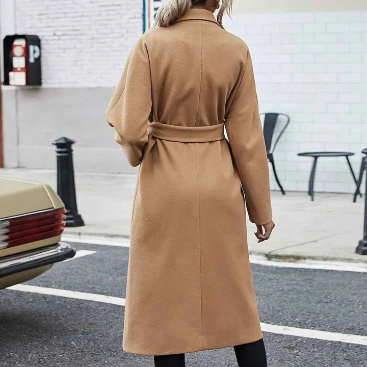 Women's Mid-Length Wool Coat – Relaxed Fit – Double-Breasted Classic Style