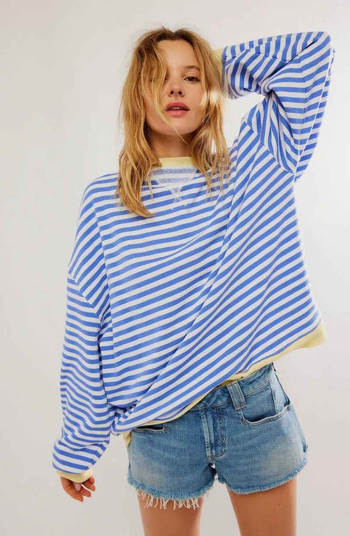 Women's Modern Striped Sweater Blue