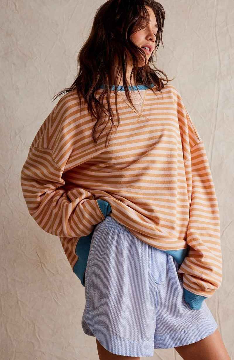 Women's Modern Striped Sweater Orange