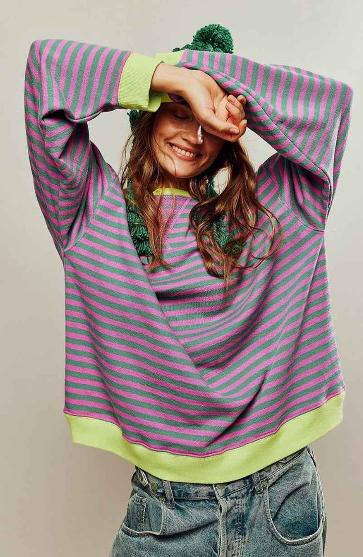 Women's Modern Striped Sweater Purple