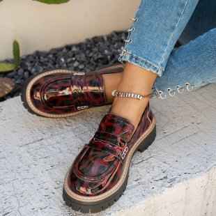 Women's Modern Thick Sole Loafers Red