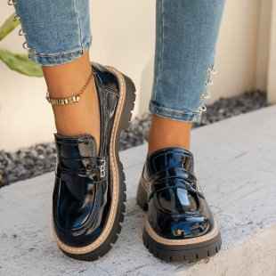 Women's Modern Thick Sole Loafers Navy Blue
