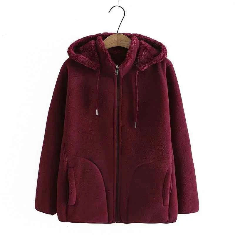 Women's Northern Shore Fleece Hooded Jacket Wine Red