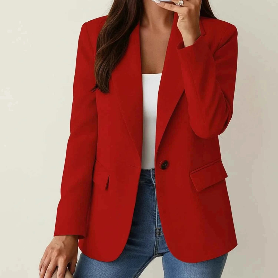 Women's One-Button Blazer Jacket Red