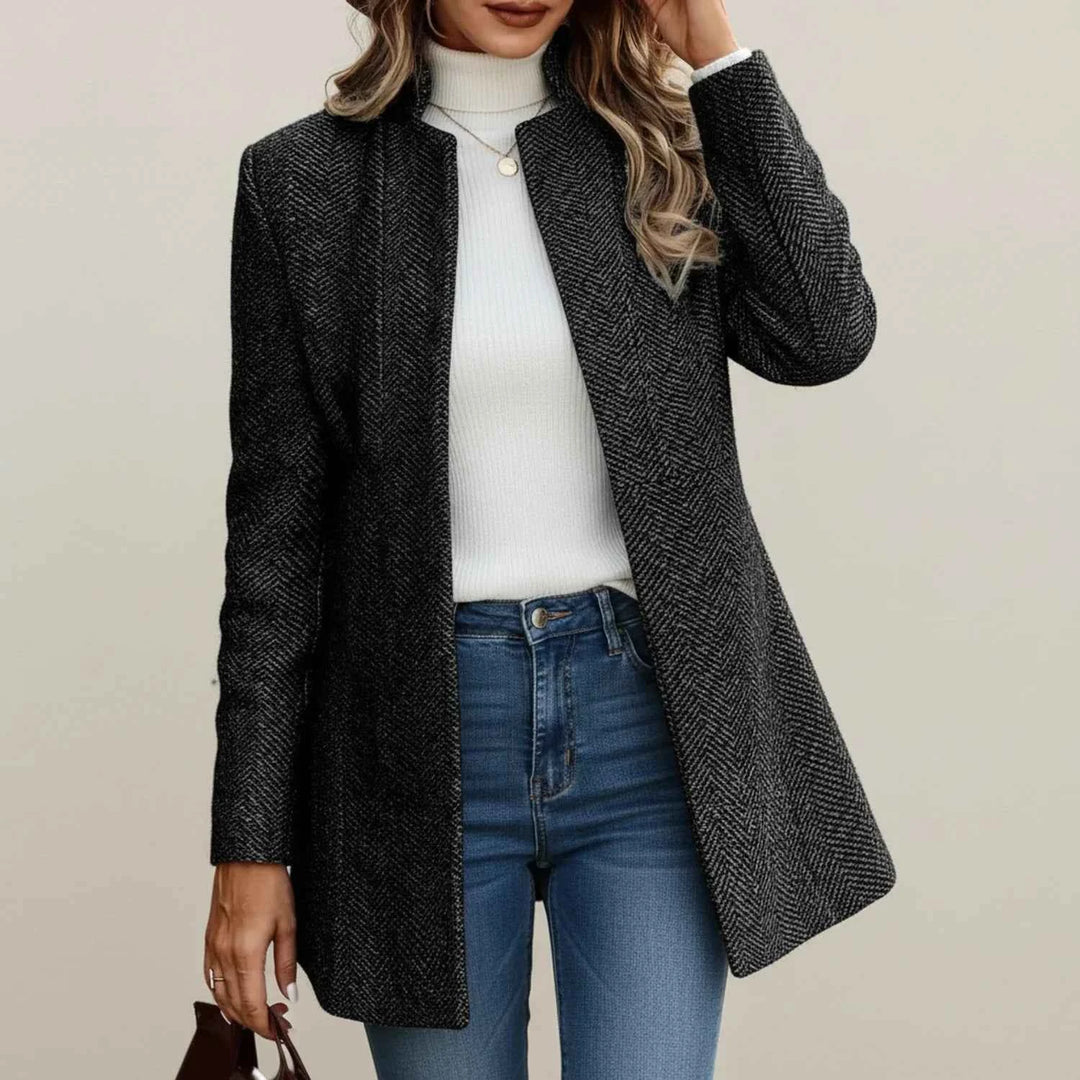 Women's Open Front A-Line Jacket Black