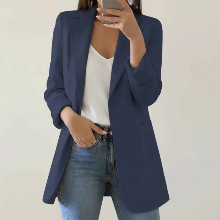 Women's Open Front Blazer Jacket Navy Blue